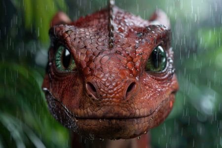 close-up of a red-eyed tree frog in the rainの素材