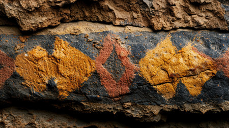 ancient rock art painting on cave wallの素材
