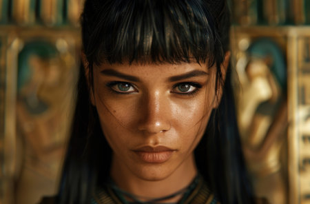 Intense gaze of a mysterious womanの素材