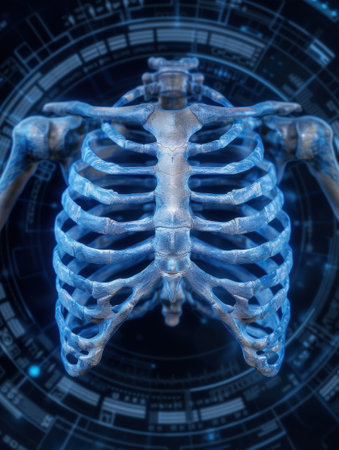 Futuristic x-ray view of human ribcageの素材