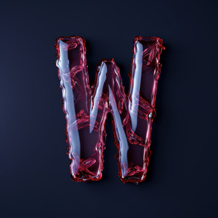 Frozen red glass letter wの素材