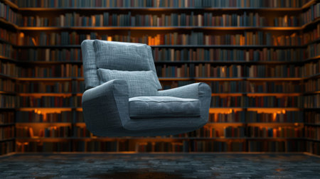 cozy armchair in a libraryの素材