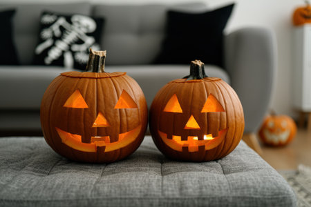 Spooky jack-o'-lanterns for halloweenの素材