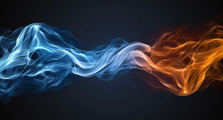 Vibrant blue and orange smoke swirlsの素材