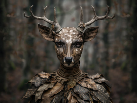 Mystical deer spirit in the forestの素材