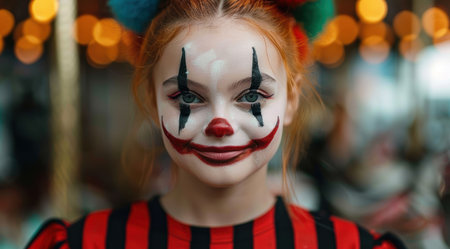 Creepy clown face with makeupの素材