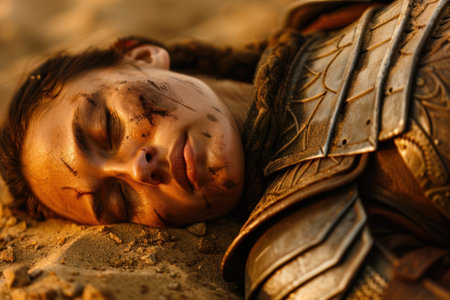 Sleeping beauty in golden lightの素材