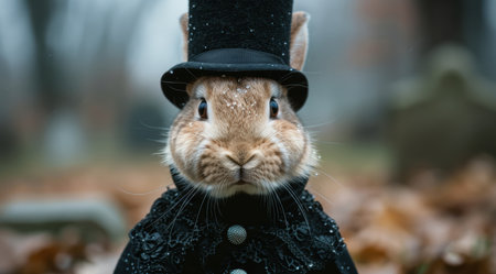 Dressed up bunny in a top hatの素材