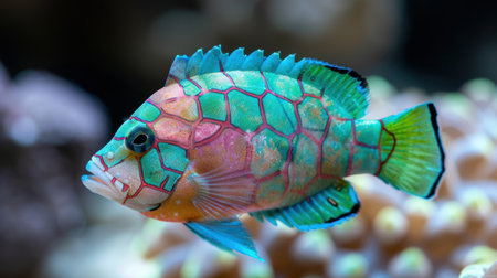 Vibrant tropical fish with intricate patternsの素材