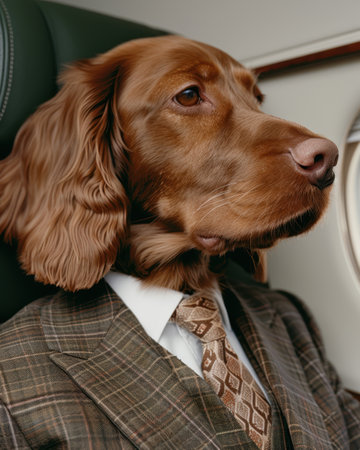 Sophisticated dog in suit and tieの素材