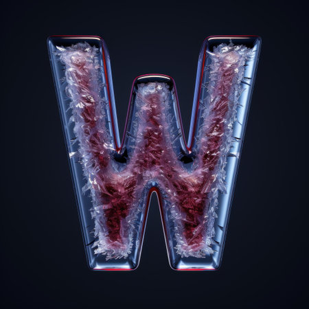 Frozen letter w in glass containerの素材