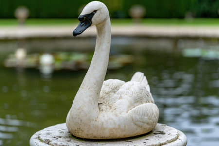 Graceful swan in a serene pondの素材