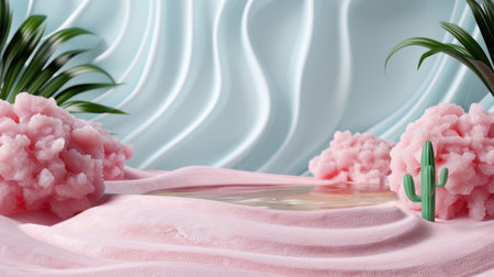 Elegant floral arrangement with pink peonies and green leavesの素材