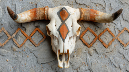 Decorative animal skull with tribal patternの素材