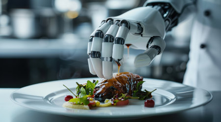 robotic arm serving gourmet dishの素材