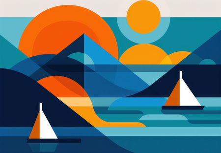 Vibrant sunset over serene ocean landscapeの素材