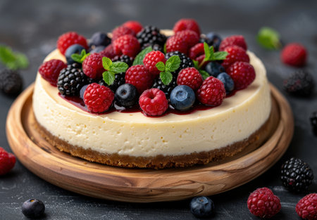Delicious cheesecake with fresh berriesの素材