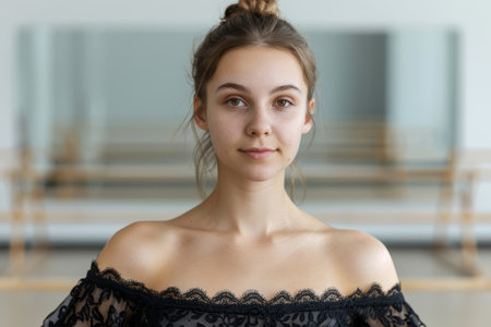 beautiful young woman with natural makeup and hairstyleの素材