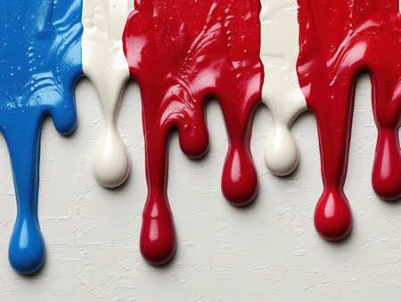 Colorful paint drips on a textured surfaceの素材