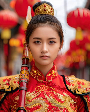 Elegant asian woman in traditional chinese dressの素材