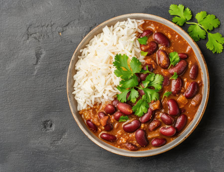 Spicy kidney bean chili with riceの素材