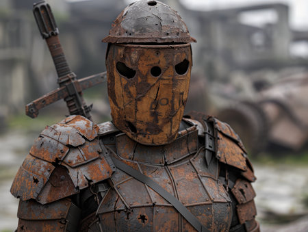 Rusty and worn medieval knight armorの素材