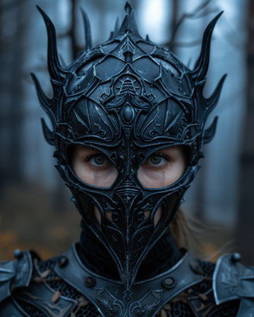 Mysterious warrior in dark armorの素材