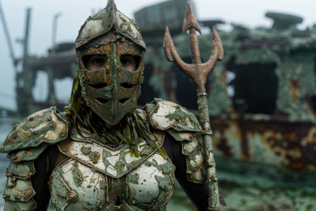 Mysterious warrior in ancient armorの素材