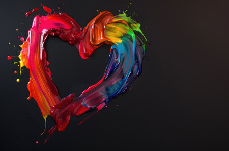 Vibrant heart-shaped paint splatterの素材