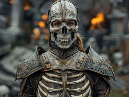 Menacing warrior in skull maskの素材