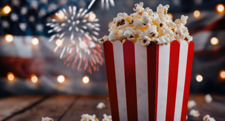 Popcorn and fireworks displayの素材
