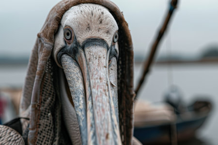 close-up portrait of a pelicanの素材