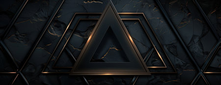 abstract dark geometric background with golden trianglesの素材