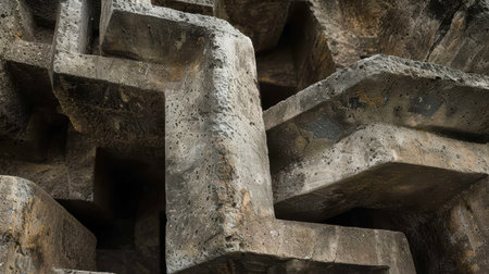 Stacked concrete blocks in a construction siteの素材