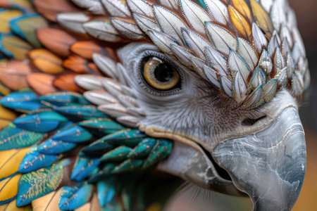 Vibrant feathers of a majestic birdの素材