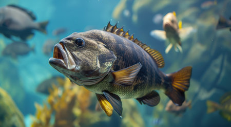 Colorful fish swimming in underwater sceneの素材