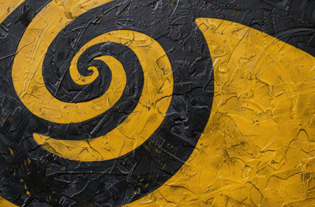 Swirling abstract art with black and yellow paintの素材