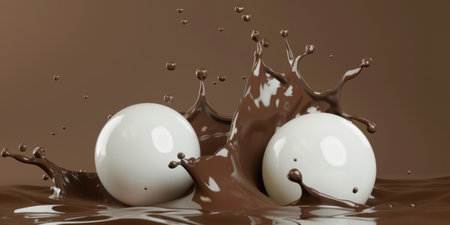 Splashing chocolate and milkの素材