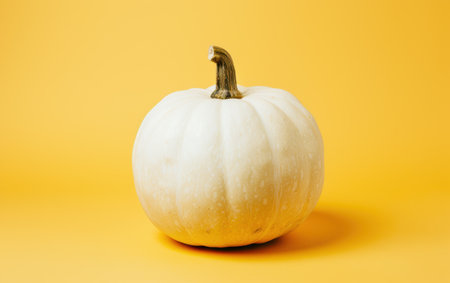 White pumpkin on yellow backgroundの素材