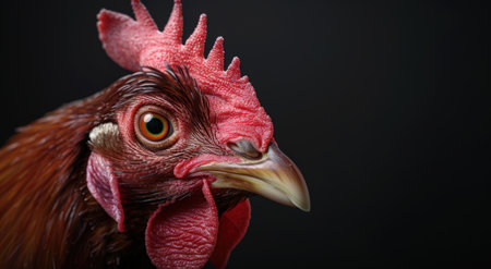 close-up portrait of a vibrant red roosterの素材