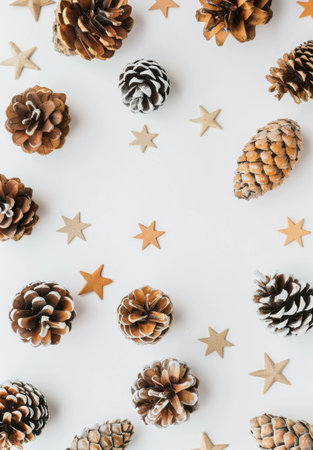 Festive pine cone and star decorationsの素材