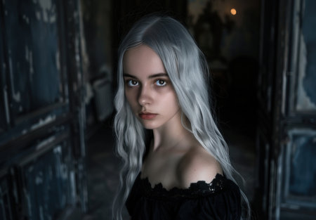 Mysterious woman with silver hairの素材