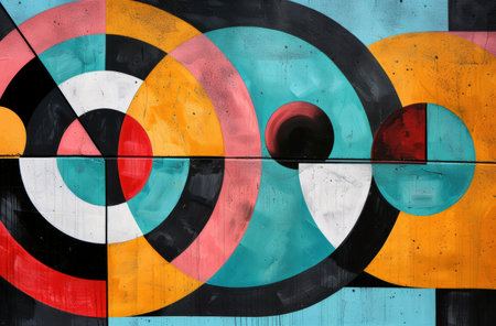 Vibrant abstract geometric muralの素材
