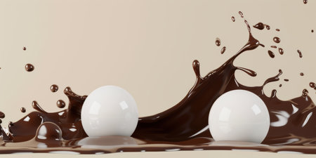 Splashing chocolate and white ballsの素材