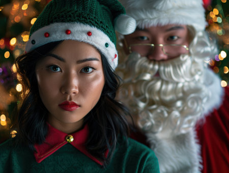 christmas holiday portrait with santa clausの素材