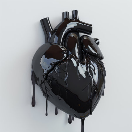 Glossy black anatomical heart modelの素材