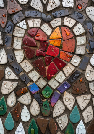 Colorful mosaic heart patternの素材
