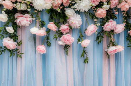 beautiful floral backdrop with pink and white flowersの素材