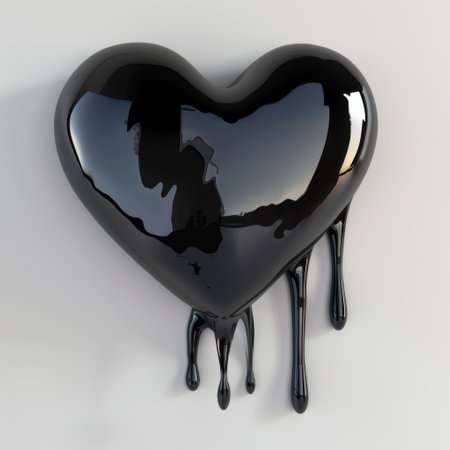 Melting black heart with dripping effectの素材