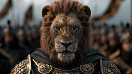 Majestic lion portrait with ornate backgroundの素材